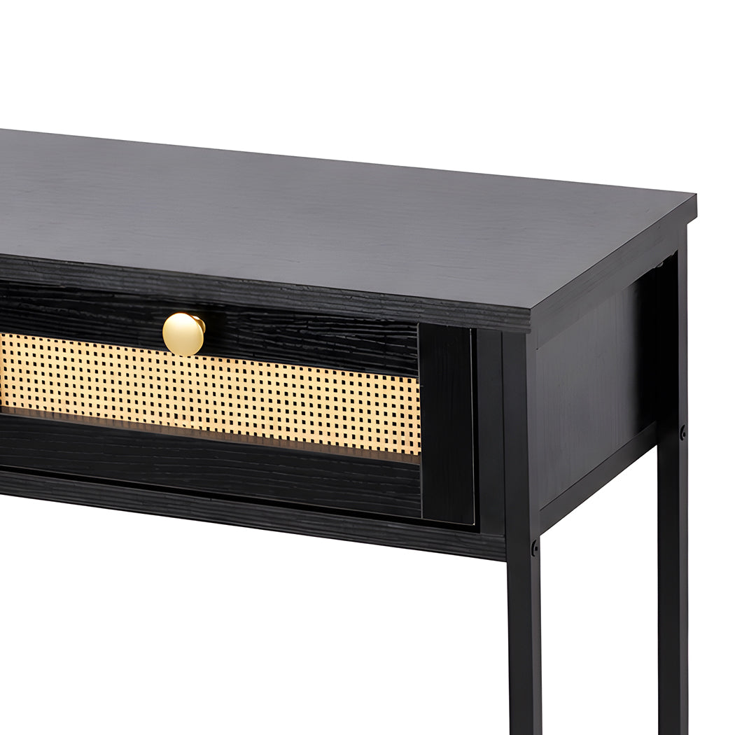 Levede Console Table with Drawers 3-Tier Slim Hallway Table 80cm Entryway Black-2109799589392093188