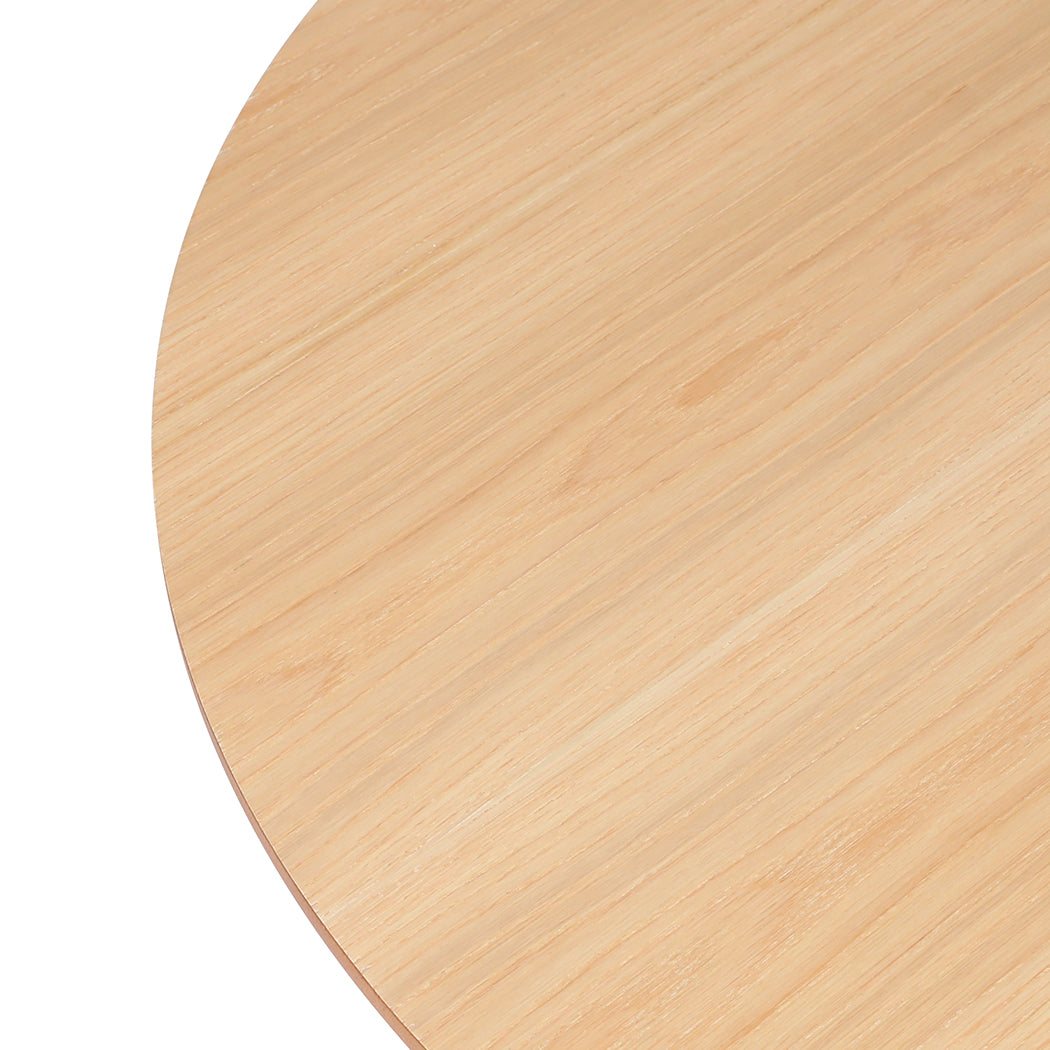 Levede Dining Table Round Rubberwood Base 100cm Natural 100 CM-1864183291687604227