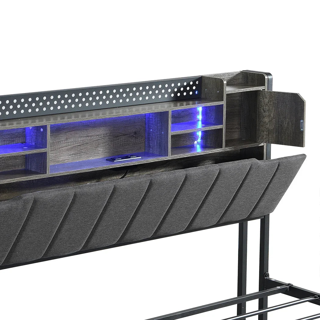 Levede King Bed Frame with Storage Headboard RGB LED-2050056749263753219