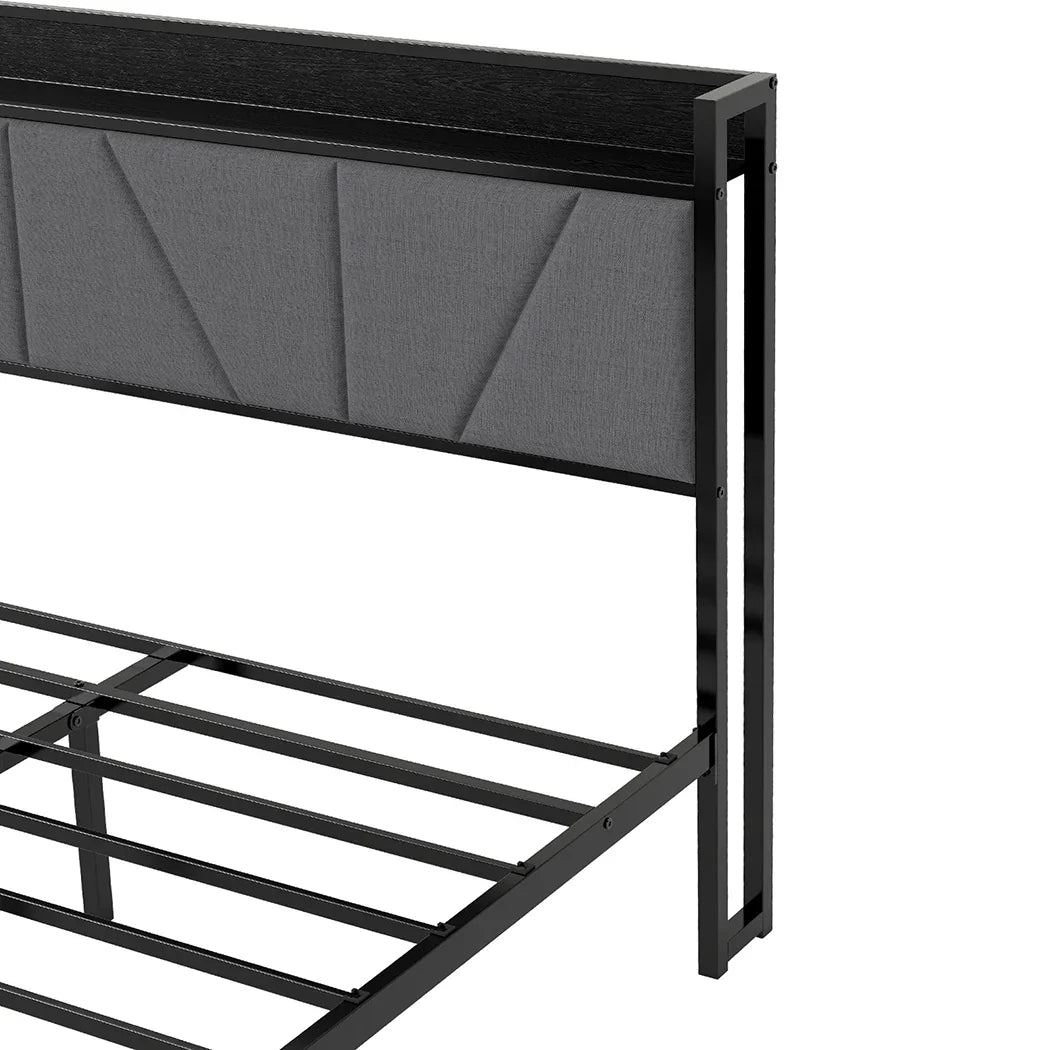 Levede Double Bed Frame Steel Base with Headboard Grey-2006732772936388611