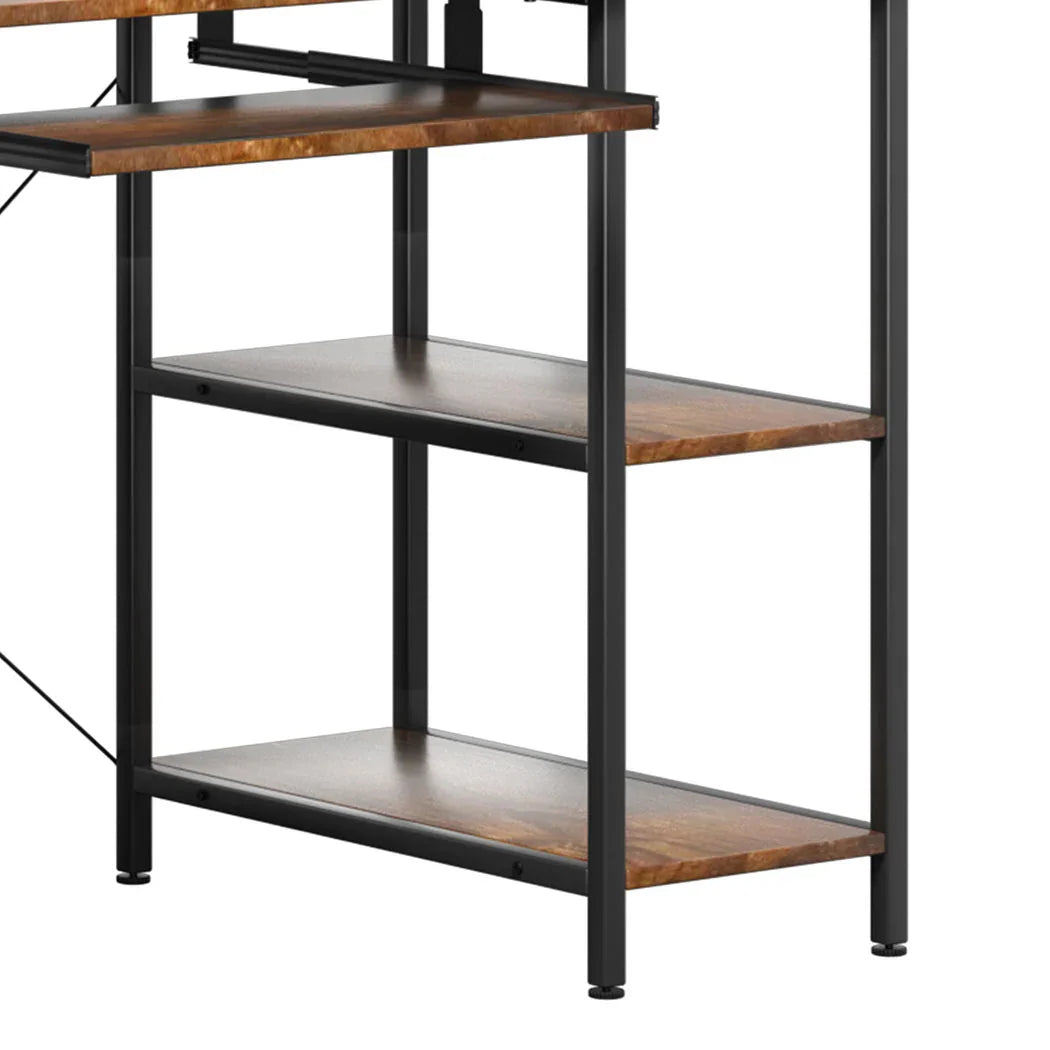 Levede Office Gaming Computer Desk Brown-2029387250692919299