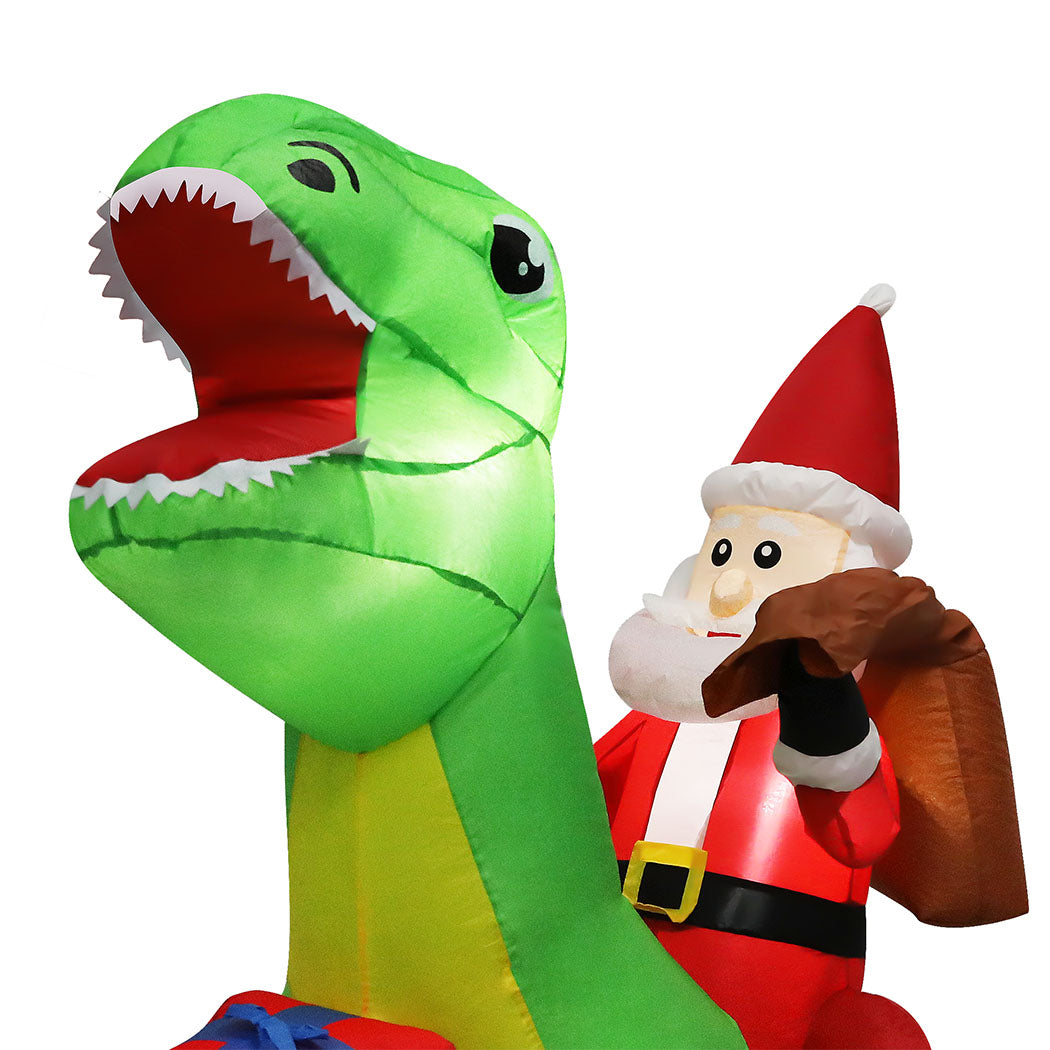 Santaco Christmas Inflatables Outdoor Santa Claus Riding Dinosaur Lights D�cor-2065254639862943747