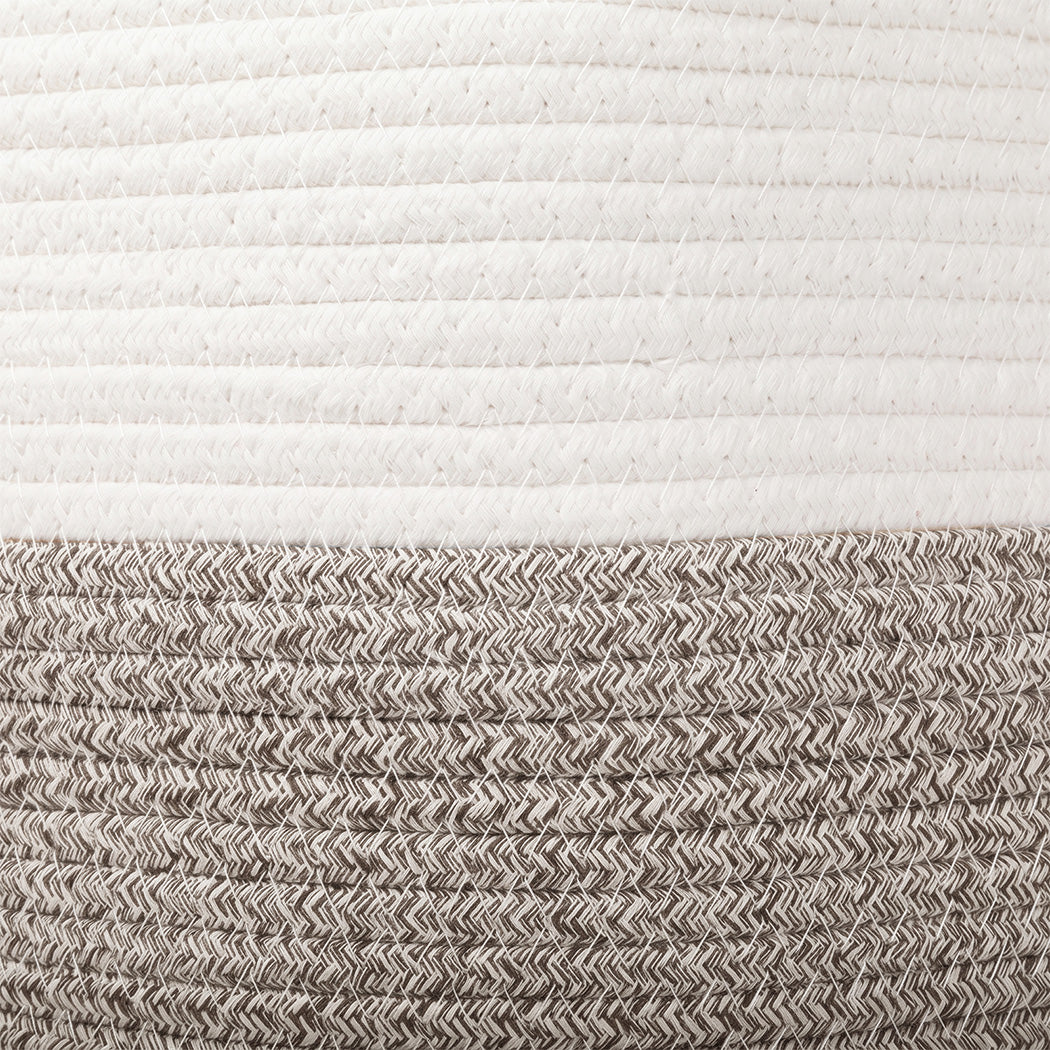 Levede Blanket Basket Cotton Rope Foldable Large with Handles Bedroom Brown-2100035024177991683