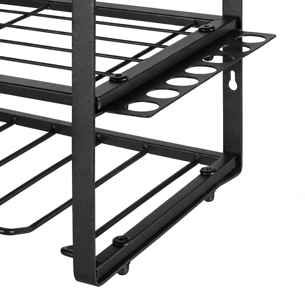 Levede Garage Storage Organiser 3 Tier Wall Mounted Power Tool Rack Metal Black-2109799601446522884