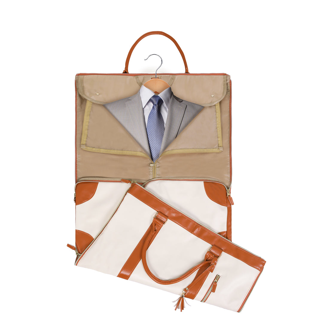 Slimbridge Garment Bags Hanging Suit Duffel Bag Beige-1894516795239436291