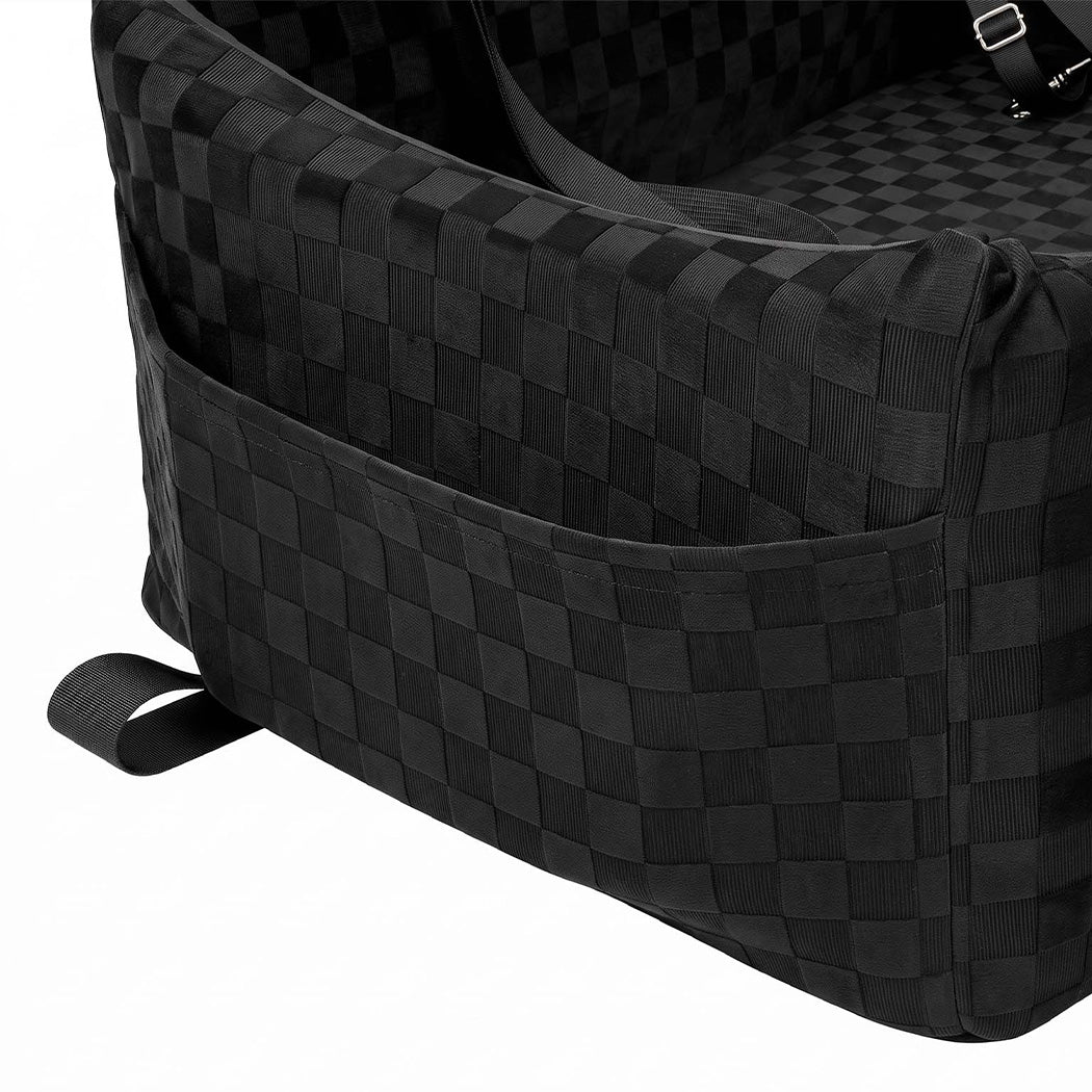 Pawz Large Dog Car Seat Booster Plush Dual-Side Portable Travel Bed Black-2100034993047867395