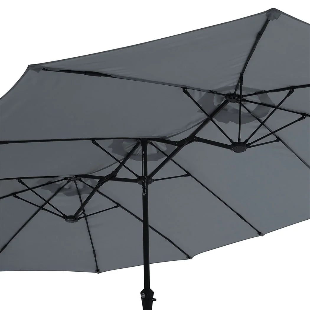 Centra 4.5M Double-sided Patio Umbrella Outdoor Umbrella Base Stand Grey-2018816843556458500