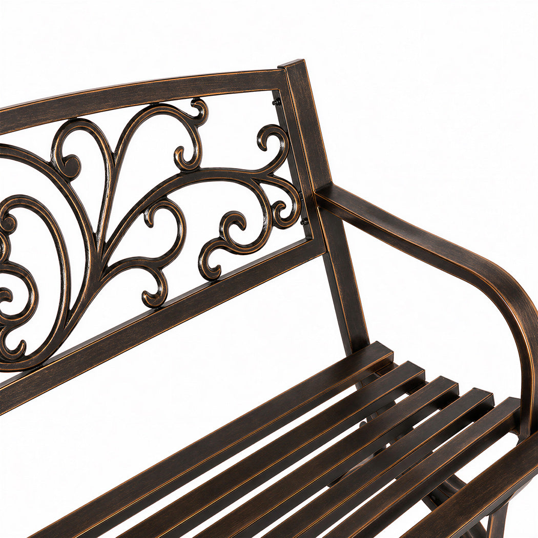 Levede Garden Bench Seat Outdoor Furniture Patio Park Lounge Chair Bronze 3 Seat-2072893558154727428
