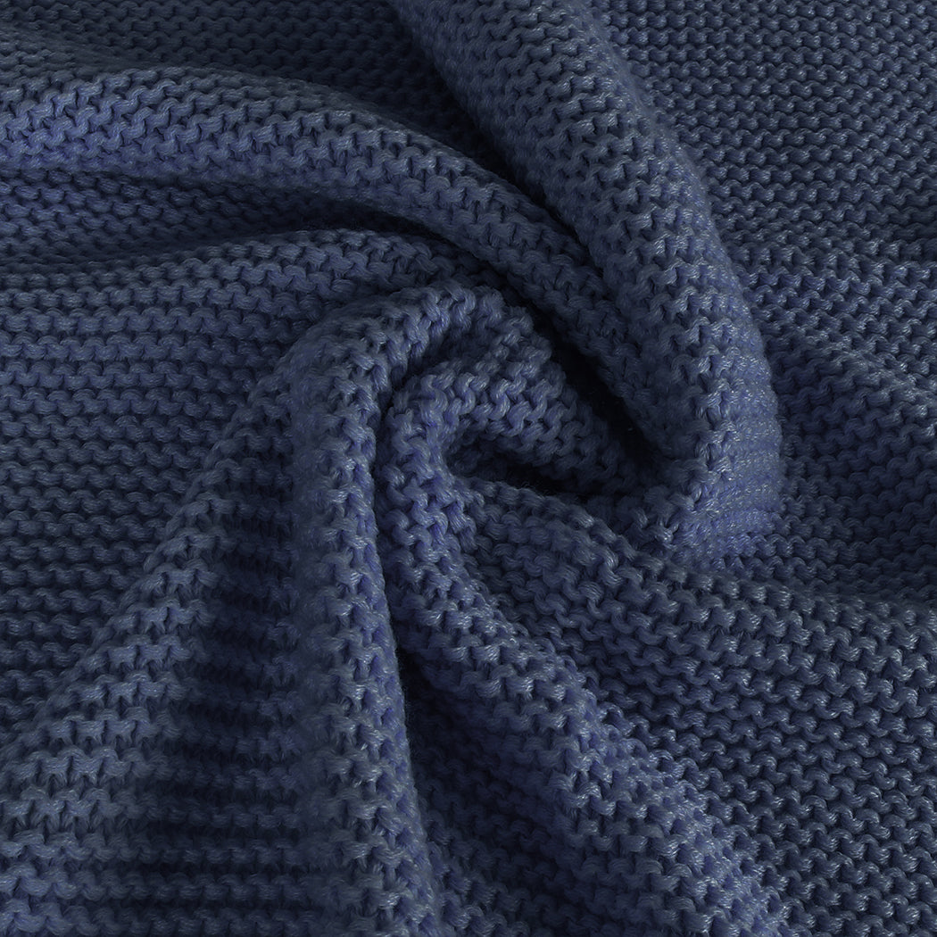 DreamZ Knitting Throw Blanket Cushion Navy-1864183212432035844