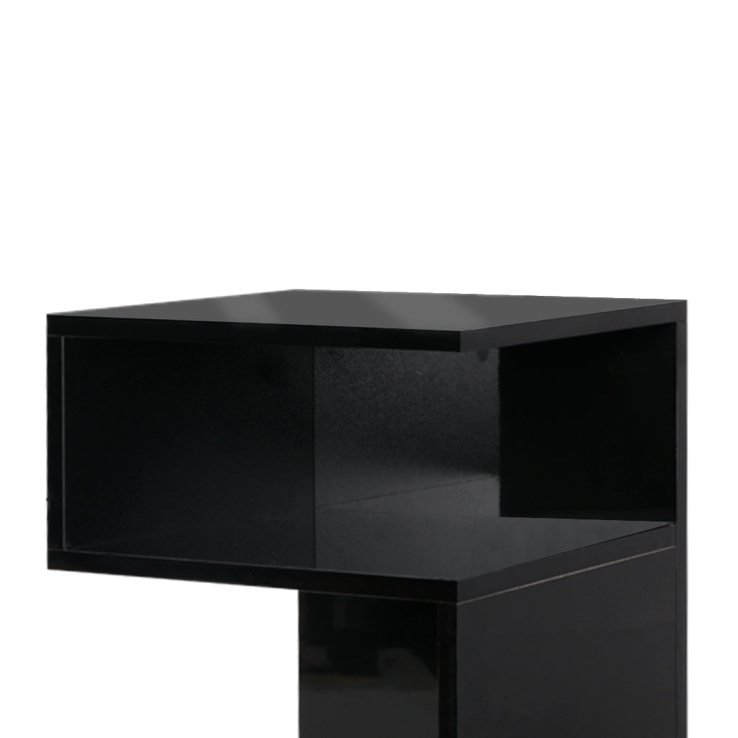 Levede 1xBedside Tables Drawers Side Black-1864184438766833668