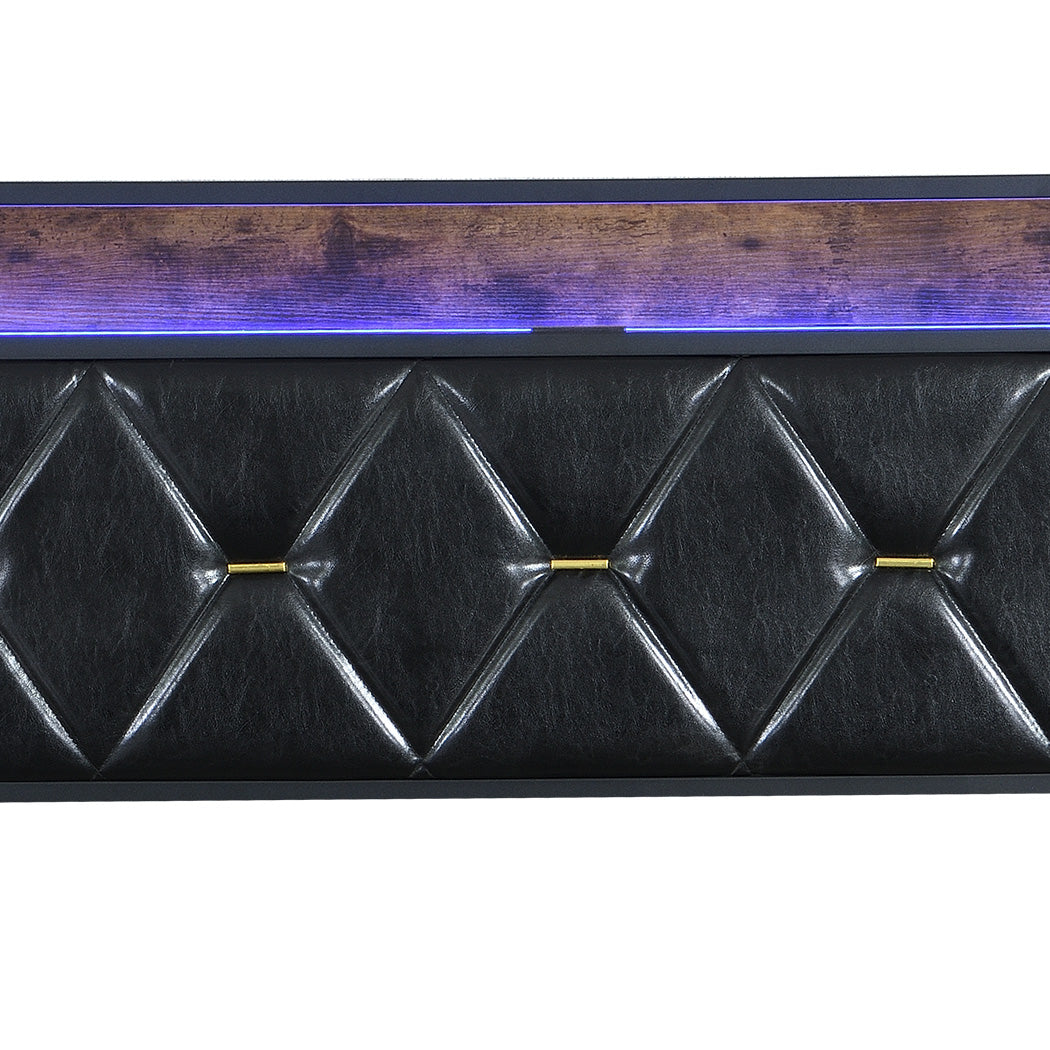Levede Double Metal Bed Frame LED Lights 2 Drawers-1894516789812006916
