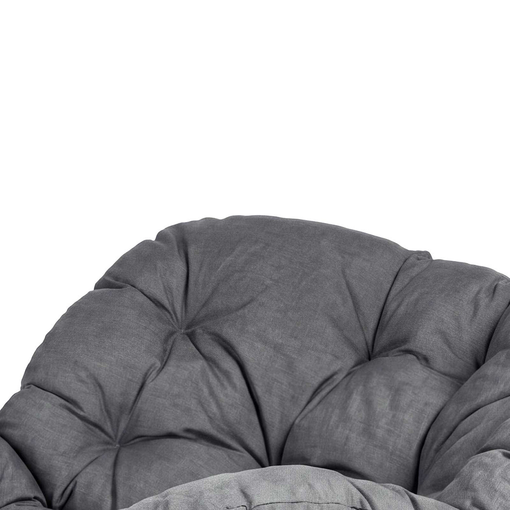 Levede Rocking Chair with Thick Cushion PE Rattan Silent Strip Indoor Patio Grey-2100034939763429380