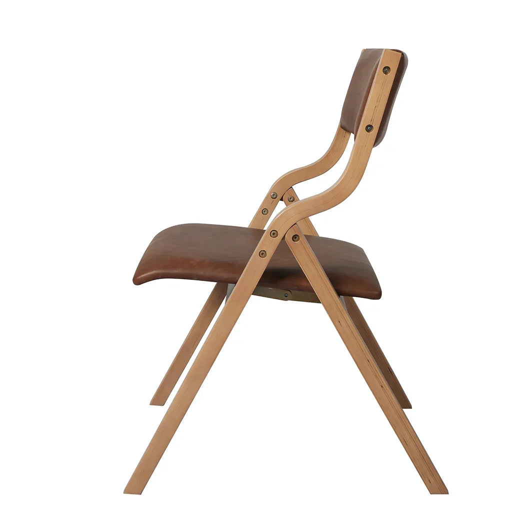 Levede 4x Dining Chairs Foldable PU Tan-2018816883515592708