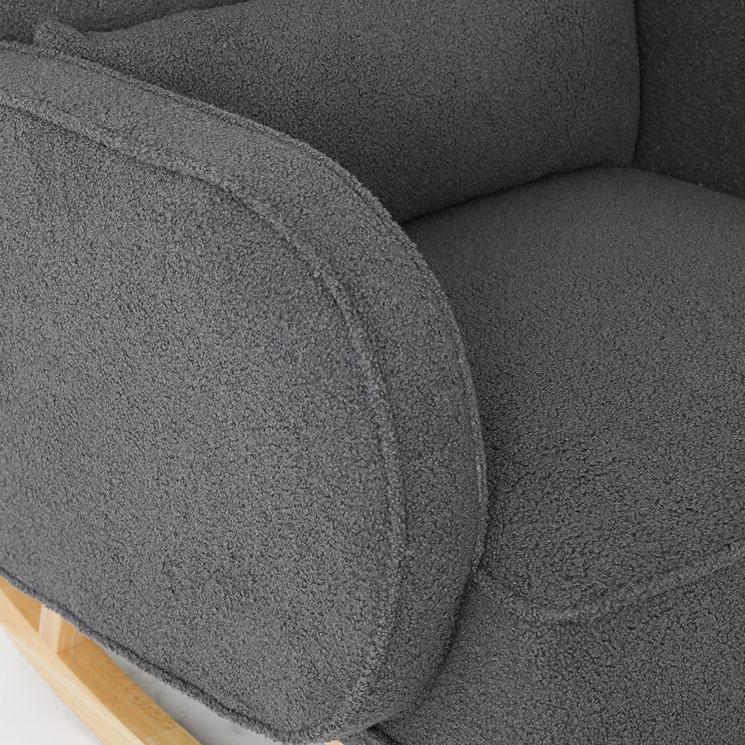 Levede Fleece Rocking Chair with footstool-1937319794885922820