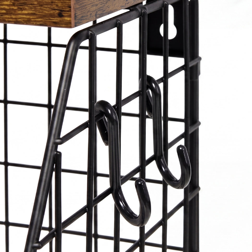 Toque Fruit Snack Storage Basket 2PCS Stackable Wall Mounted Kitchen Wood Lid-2072893579830890500