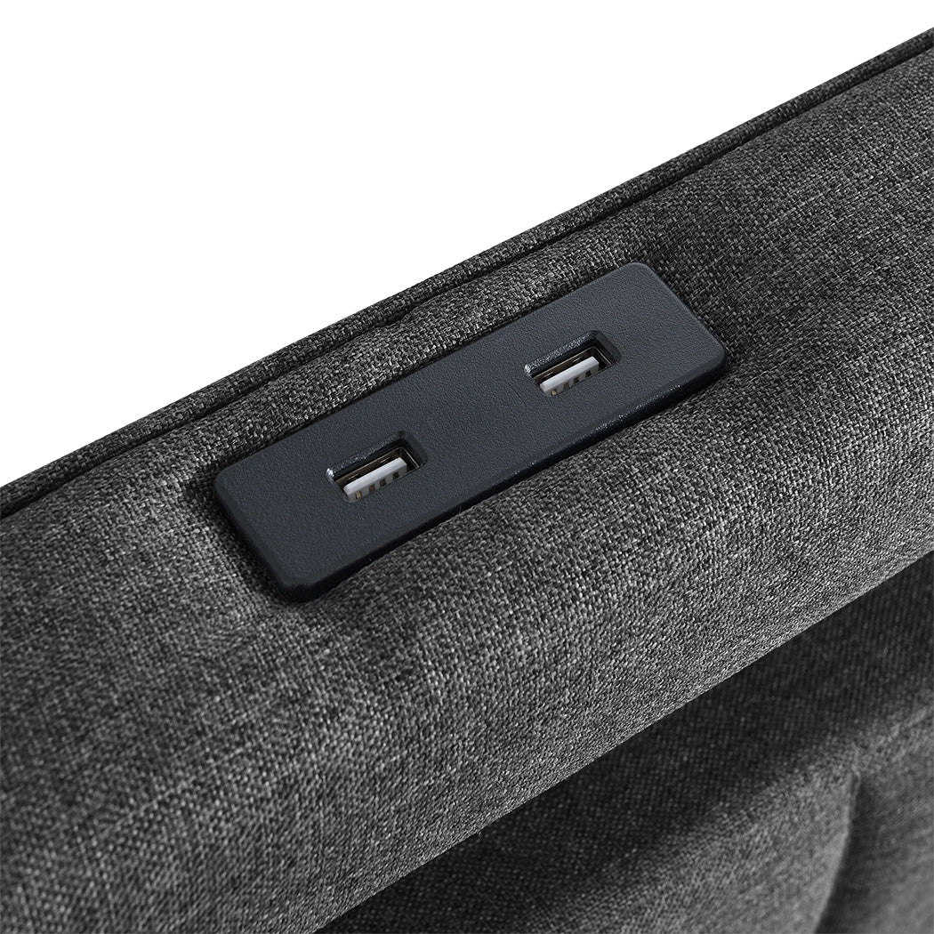 Levede King Bed Frame Fabric Storage Drawer LED USB-2029387305961263108