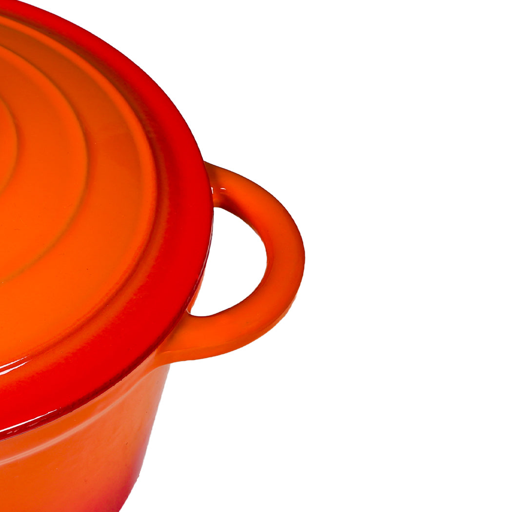 Toque Cast Iron Pot Dutch Oven Enameled Evenly Heats for Slow Cooking Orange-2109799595842932741