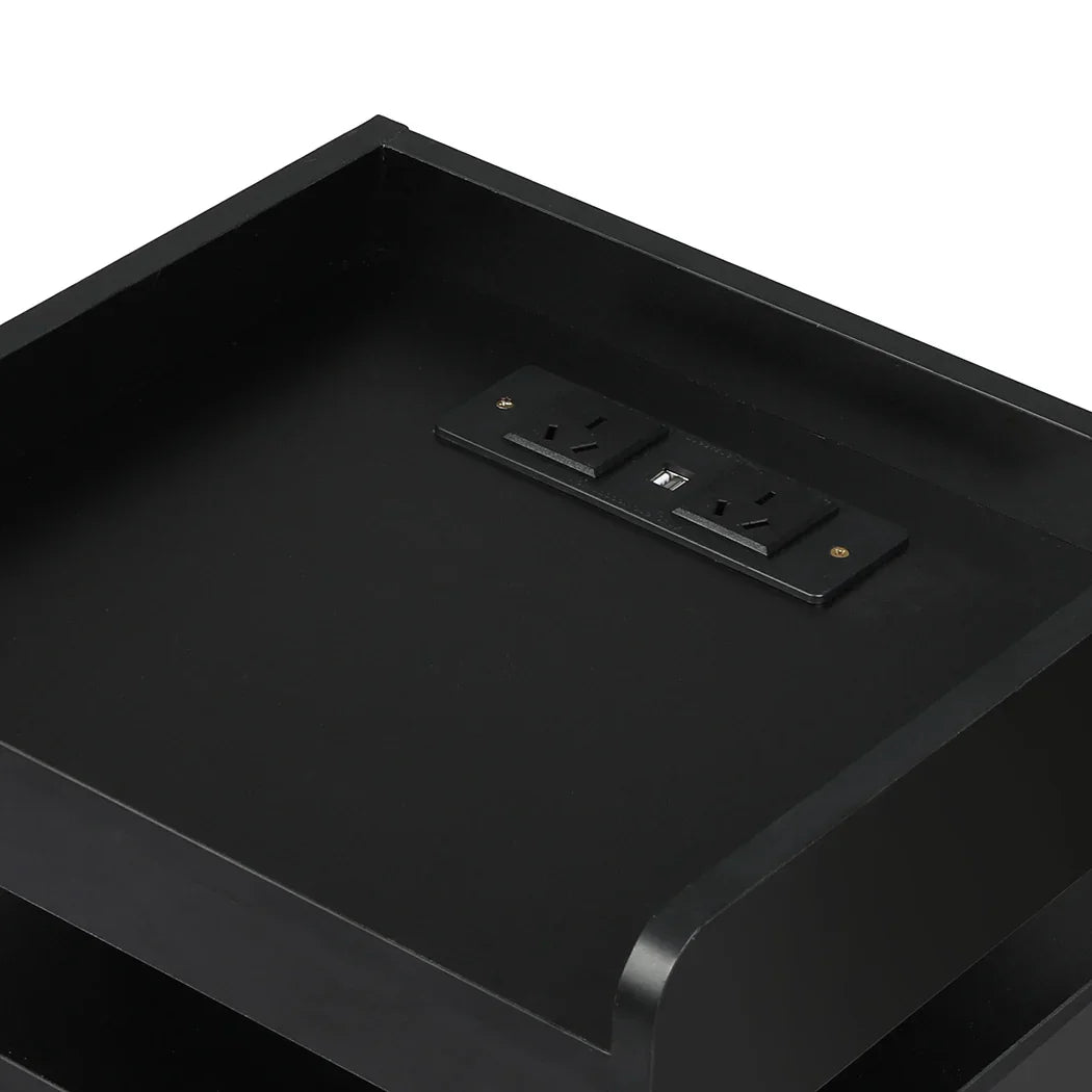 Levede Bedside Table USB Charger Outlet RGB Black-2006732841714585604