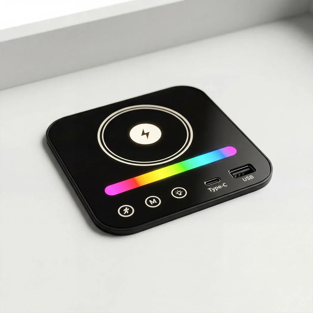 Levede Smart Bedside Table USB Wireless Charging Motion Sensor Light Nightstand-2050056780473569284