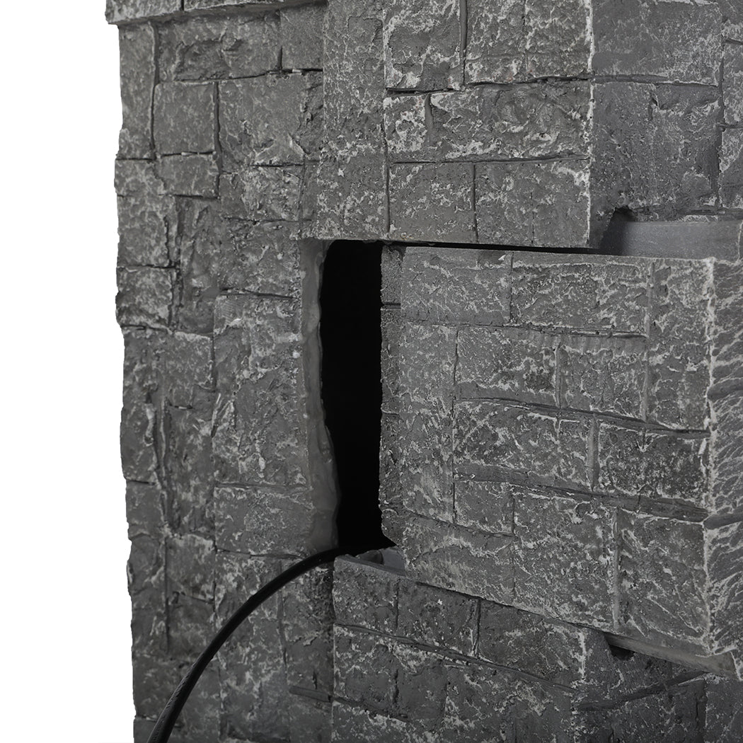 Levede Water Fountain Feature 4 Tier LED Resin Outdoor for Garden Patio Grey-2109799590683938821