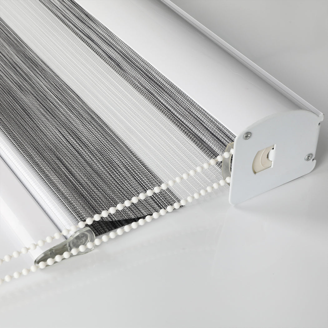 Marlow Blackout Zebra Roller Blind Curtains 90x210 Grey-1864183269055139844