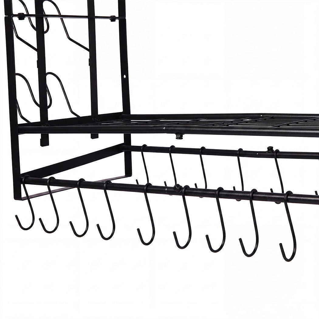 Toque Pot Rack Wall Mounted 2 Tier Hanging Cookware Organizer 20 Hooks Pan Rack-2072893580028022788