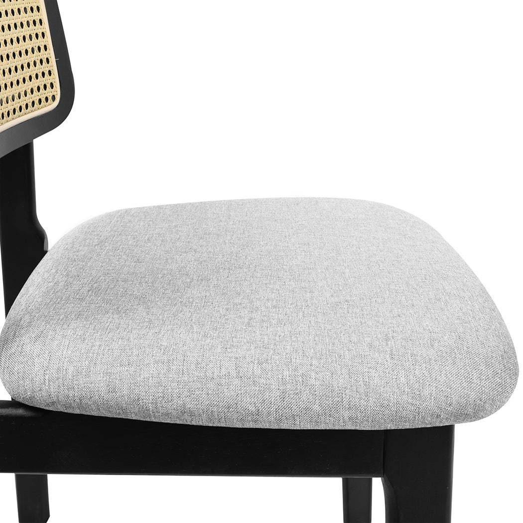 Levede Dining Chair Wood Rattan Armless Black x4-2006732736164925444