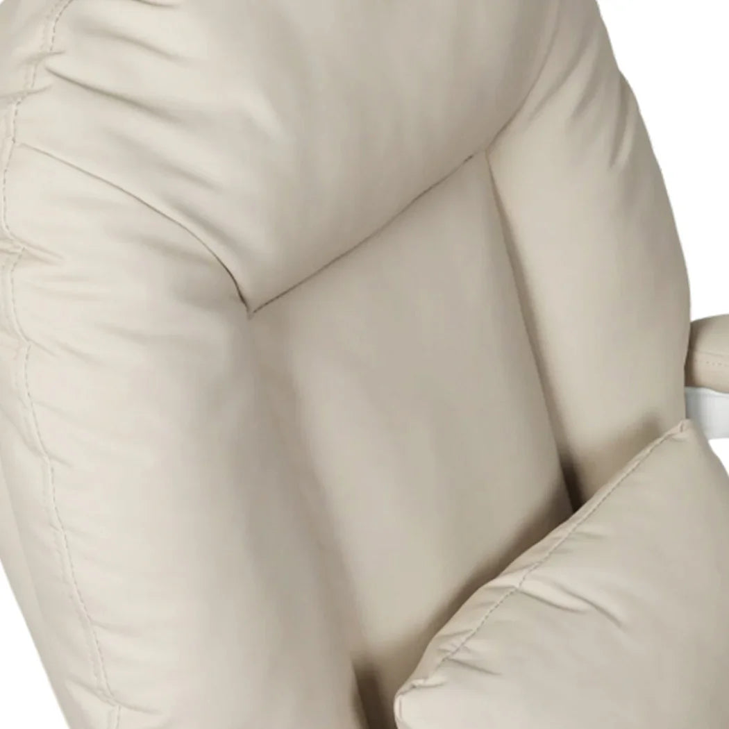 Levede Executive Office Chair Footrest PU Leather Tilt Gaming Work Seat Beige-2050056782683967492