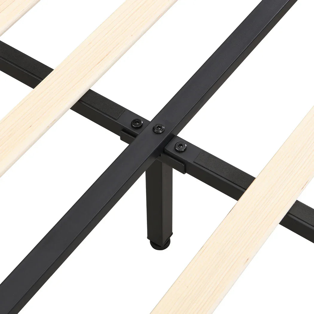 Levede Metal Wooden Bed Frame Double Panel Plush Upholstered Mattress Platform-2050056770302382084