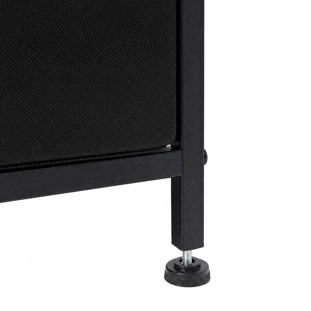 Levede Bedside Table with Charging Station LED Lights Black-2100034980859219972