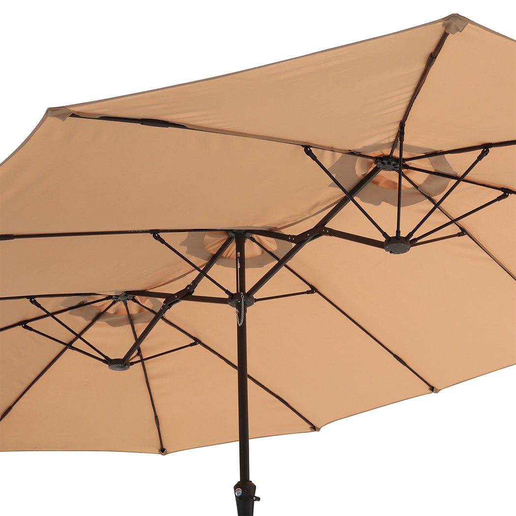 Centra 4M Double-sided Patio Umbrella Outdoor Umbrella Base Stand Khaki-1910112248144203780
