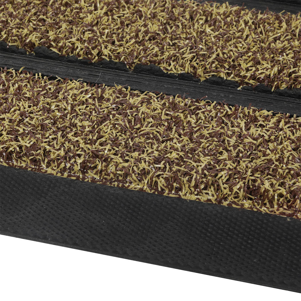 Marlow Front Door Mat 45x75cm Heavy Duty Non Slip Grass Scrape Patio Brown-2109799593204715525