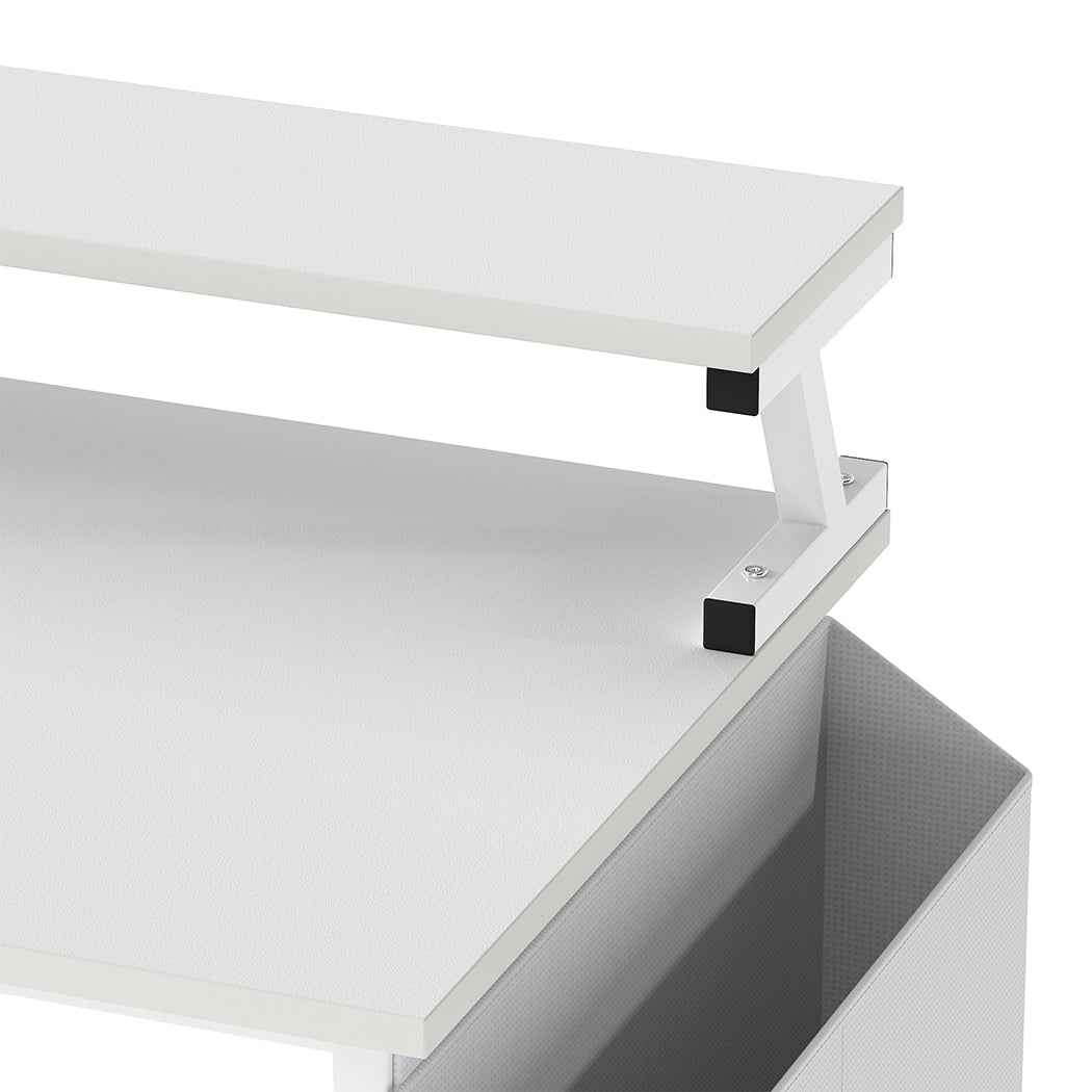 Levede L Shaped Gaming Desk with Storage Drawers White-2006733412563554308