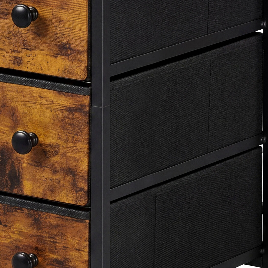 Levede Bedside Table with LED Charging Station 3 Drawers Metal Frame-2100034980485926916
