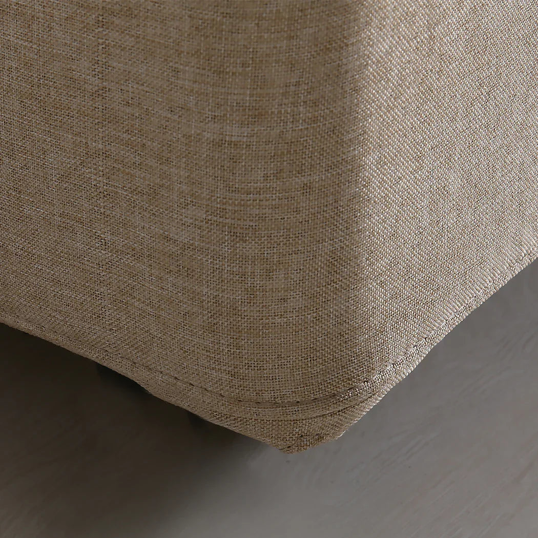 Levede Fabric Bed Frame Double Gas Lift Double Beige-2006733222205067268