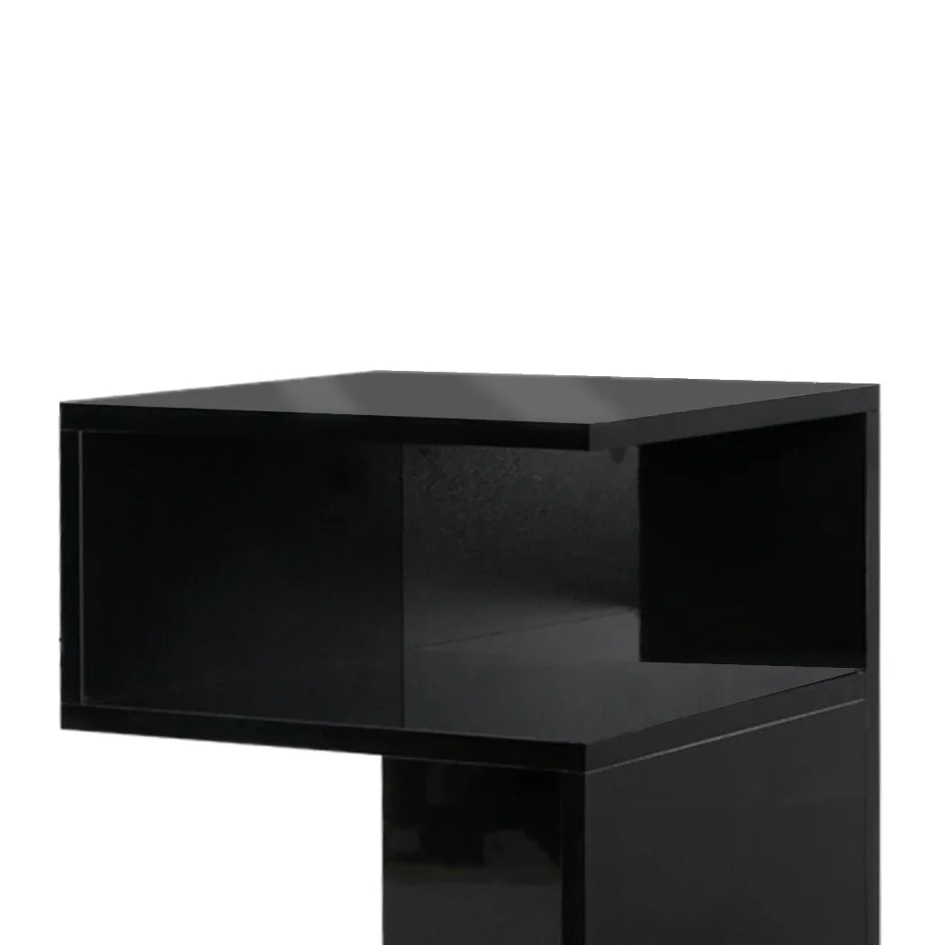 Levede 1xBedside Tables Drawers Side Black-2029387274596257796