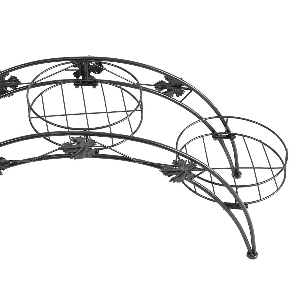 2X Plant Stand Outdoor Indoor Metal Black-2006732927077060612
