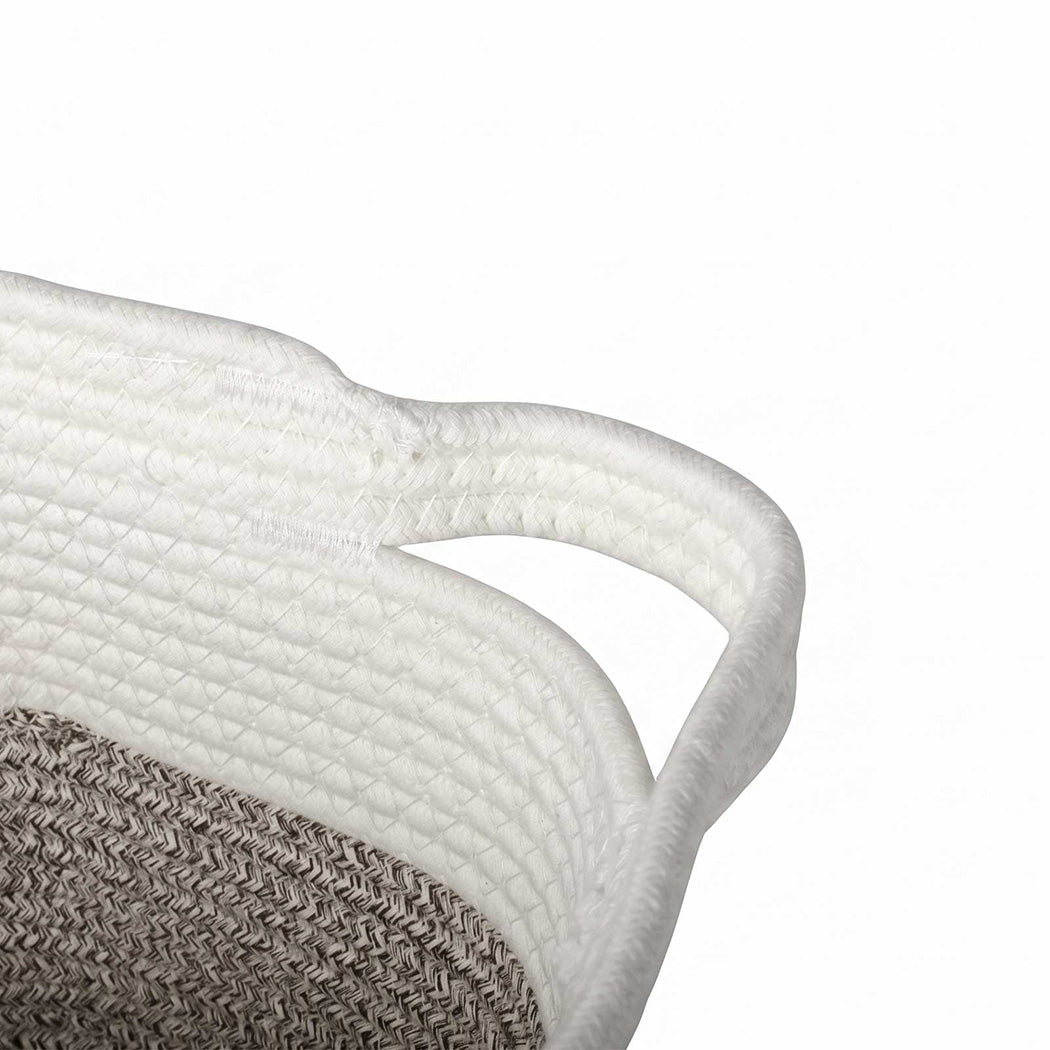 Levede Storage Baskets Laundry Bins 3Pcs Foldable with Handles Cotton Rope Brown-2100035024383512580