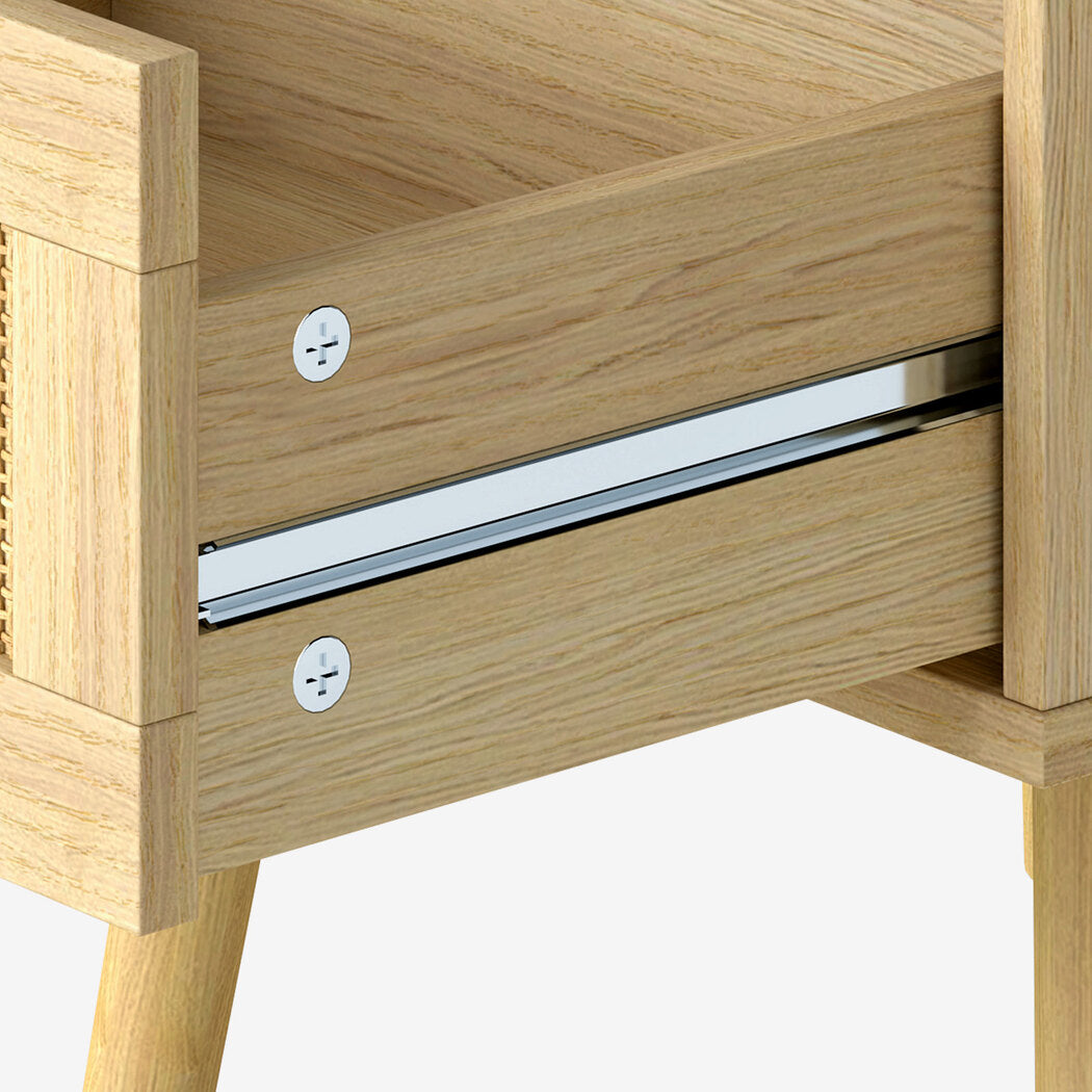 Levede 2x Bedside Tables Set Wooden Side Table Nigntstand Bedroom Rattan Drawers-2027211049656258564