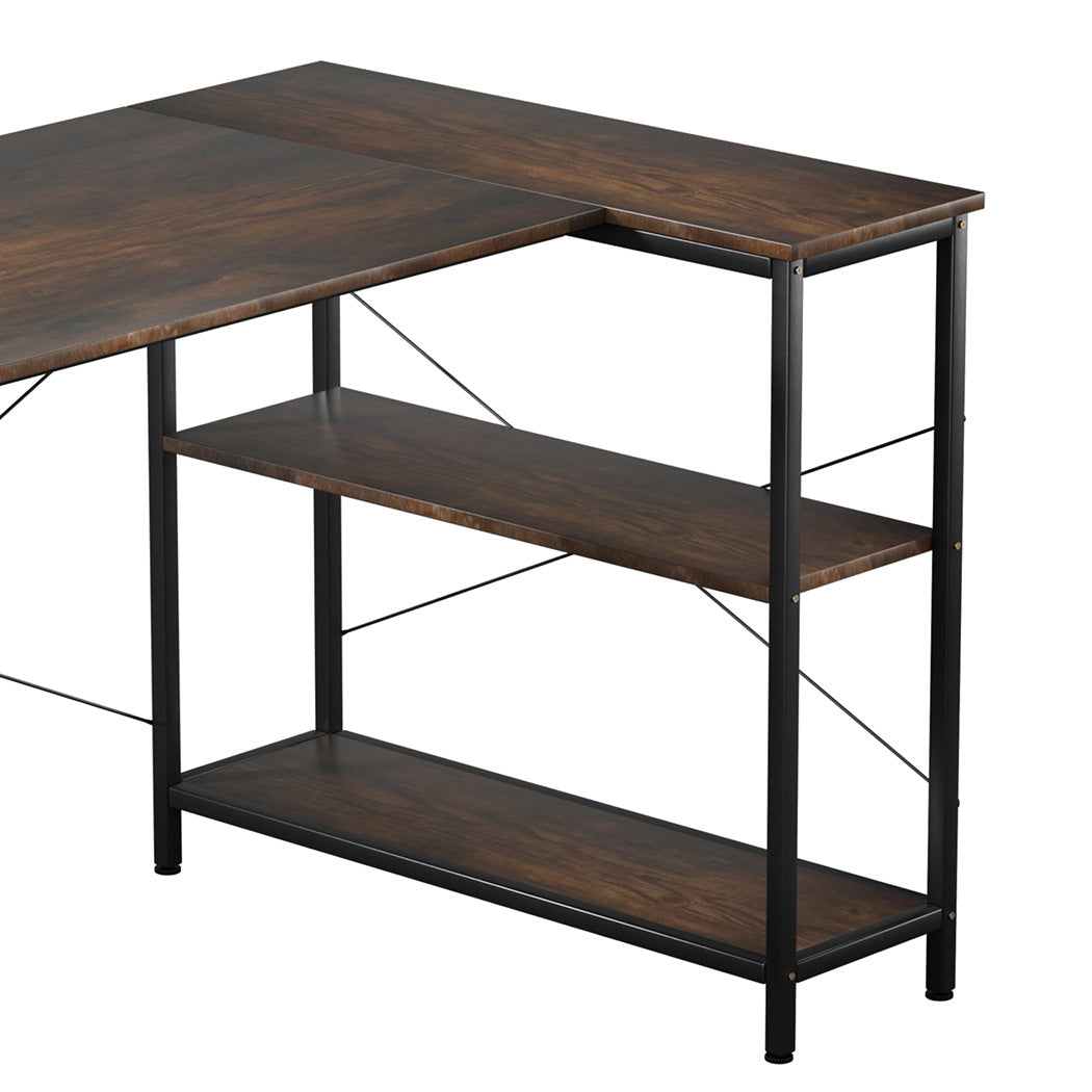 Levede L Shaped Computer Desk Corner Desk Brown