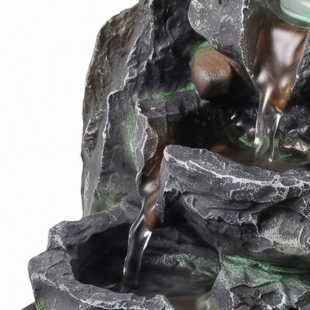 Spector Tabletop Water Fountain Resin LED Light 3 Flow Levels Waterfall Office-2061251862543339524