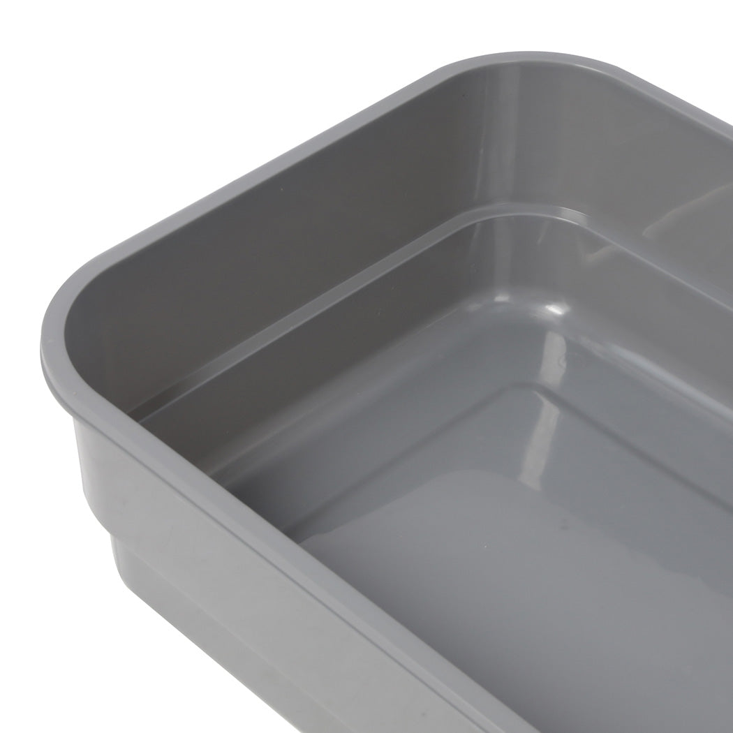 Pawz Large Cat Litter Box High Sided Open Top Cat Litter Tray 60cm Grey-2072893574265049092