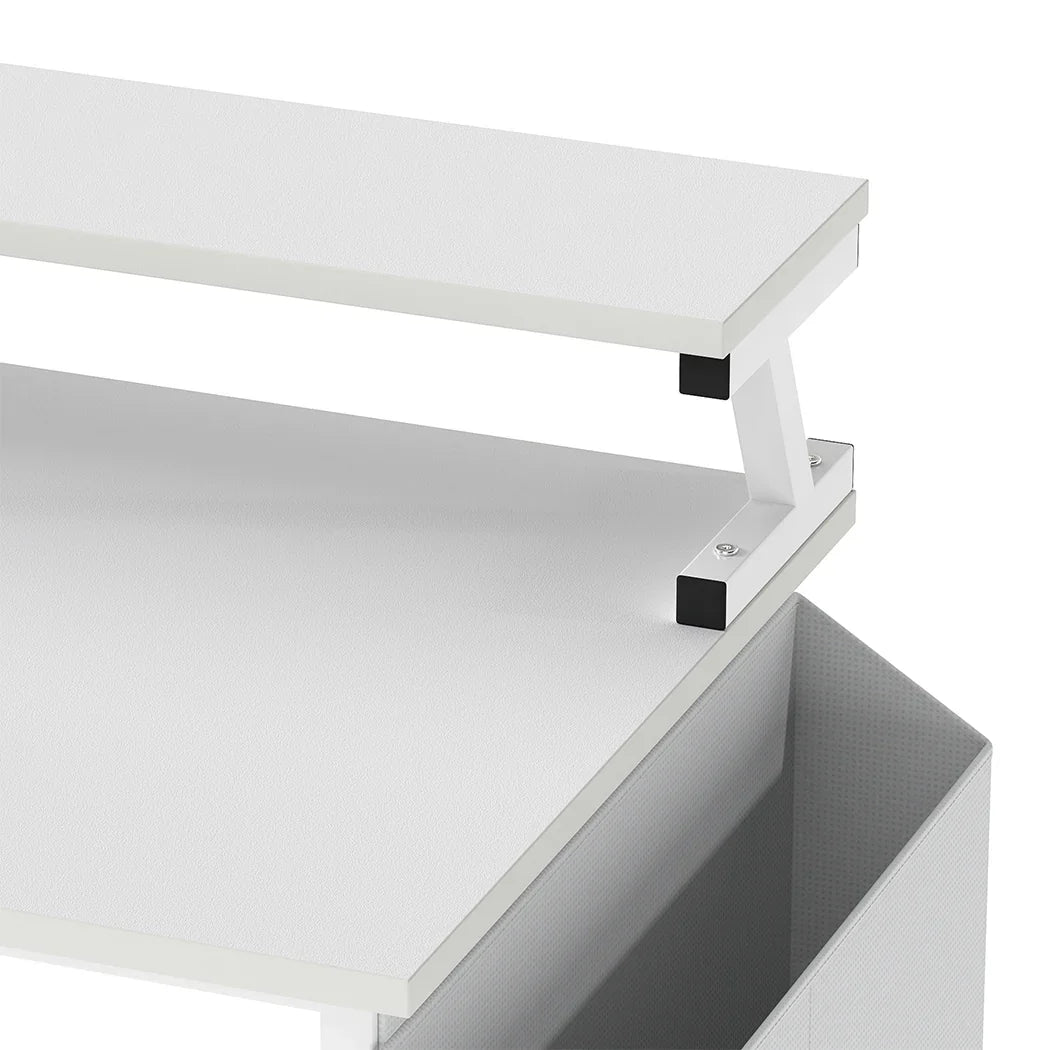 Levede L Shaped Gaming Desk with Storage Drawers White-2050056895770791940