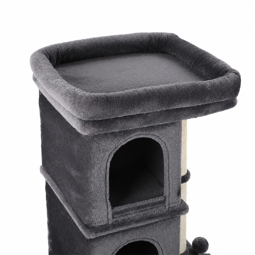 Pawz Cat Tree Cat Tower Top Perch Sisal Post E1 Particle Board Dark Grey-2100034992326447108