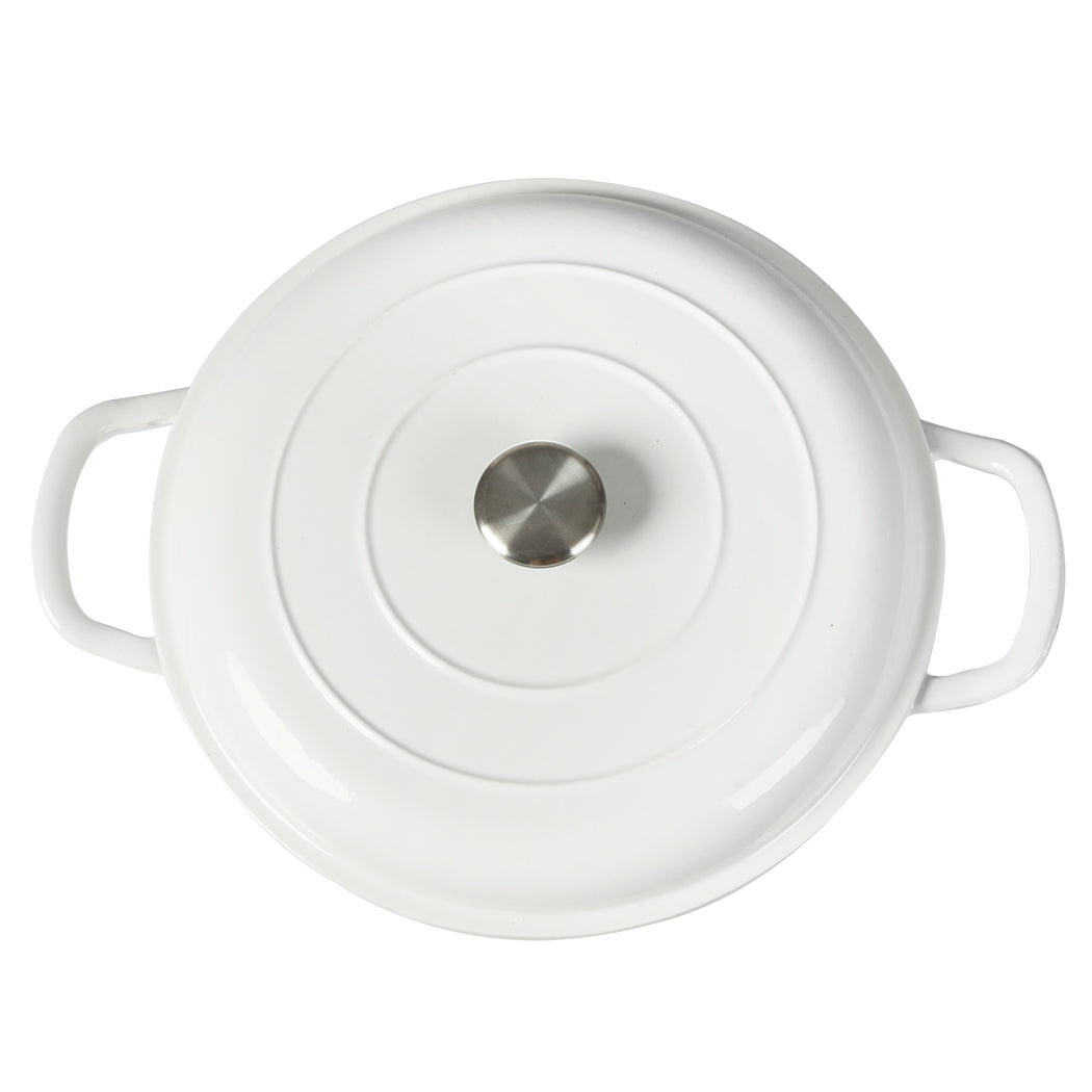 TOQUE 3.5L Enamel Dutch Oven Pan in White Colour-1864184348887093252