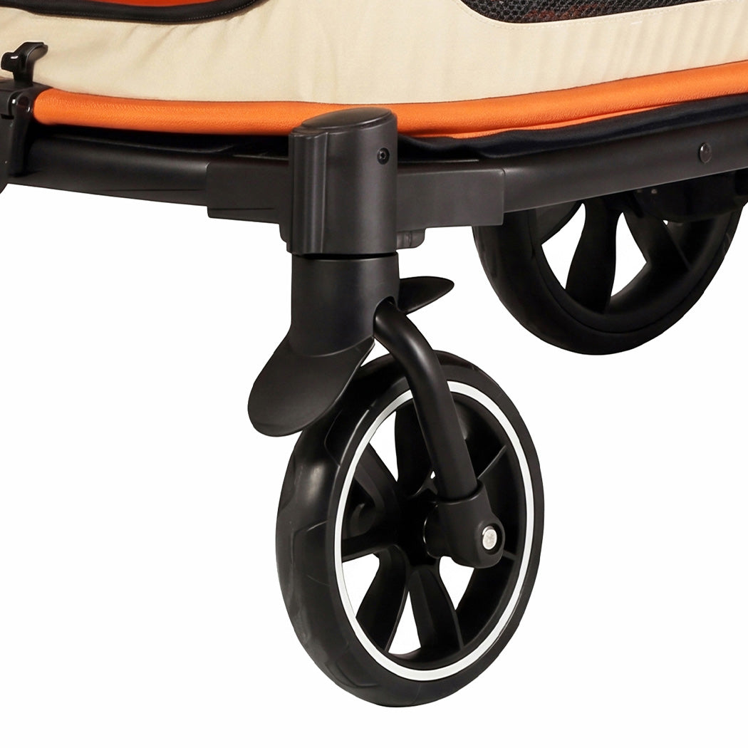 PaWz Dog Stroller Pet Pram Fold Shock Absorbing Wheels Outdoor Travel Orange-2100034992682962948