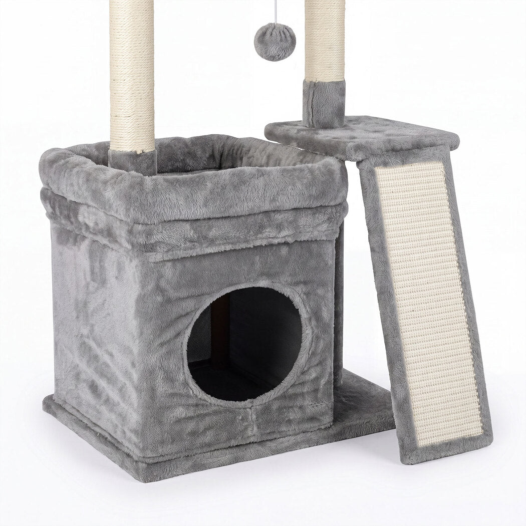 Pawz Cat Tree Tower Large Perch Condo Sisal Scratcher for Indoor Felines Grey-2100034993777676292