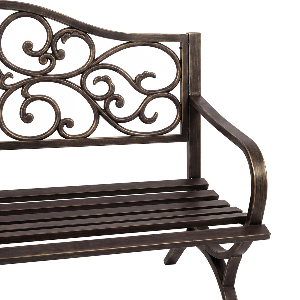 Levede Garden Bench Seat Outdoor Patio Park Lounge Backyard Chair Bronze 3 Seat-2072893558347665412