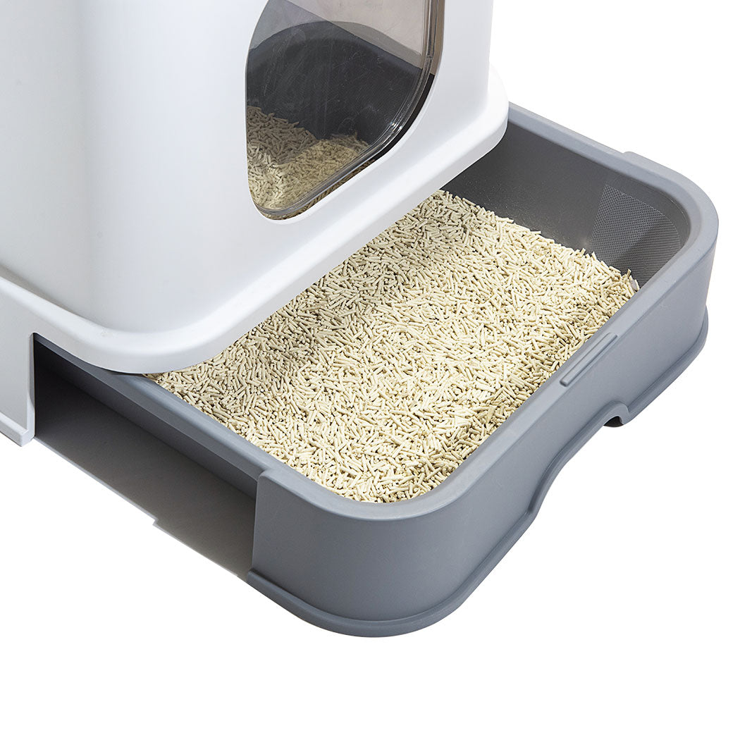 PaWz Cat Litter Box Fully Enclosed Kitty Grey-2018816755983585284