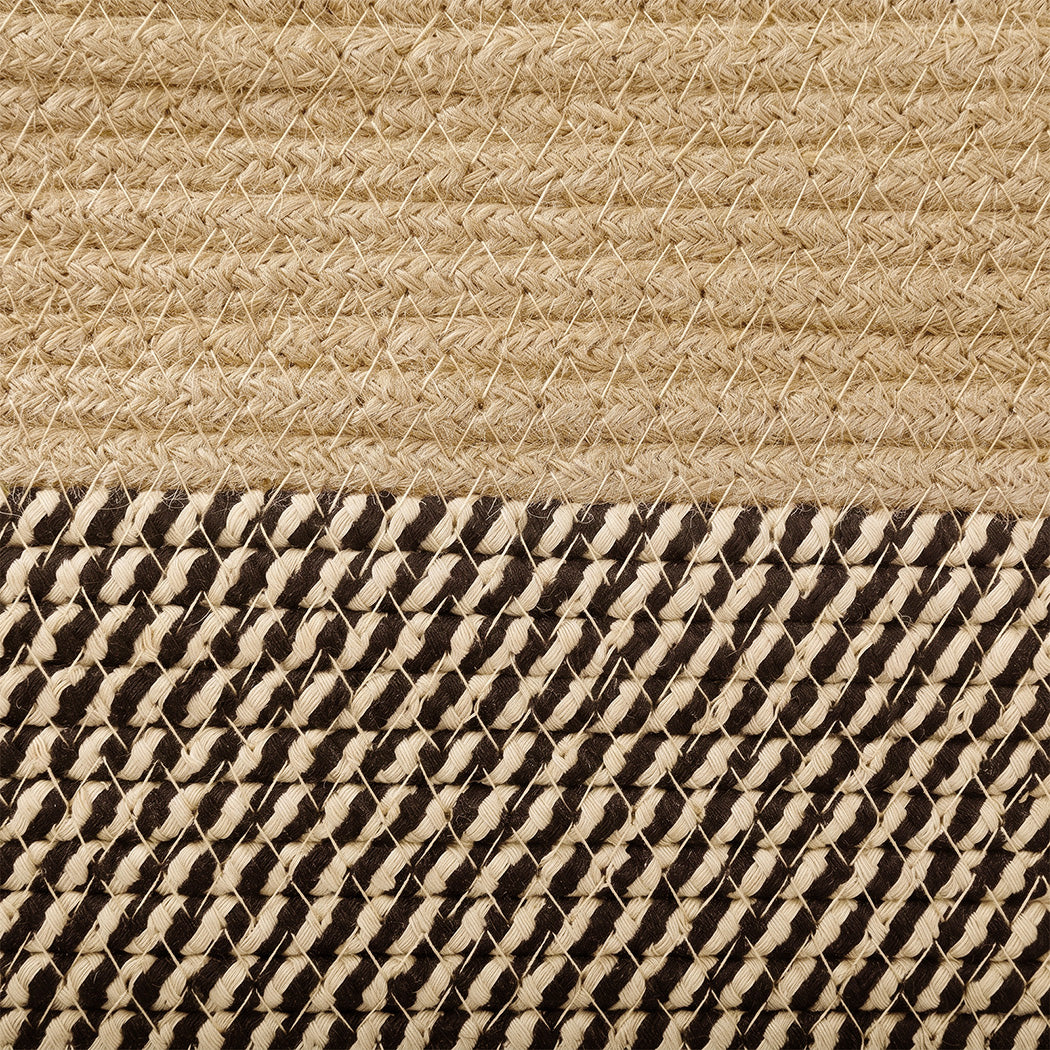Levede Blanket Basket Large Cotton Rope Jute with Handles Foldable Home Yellow-2100035023964082180